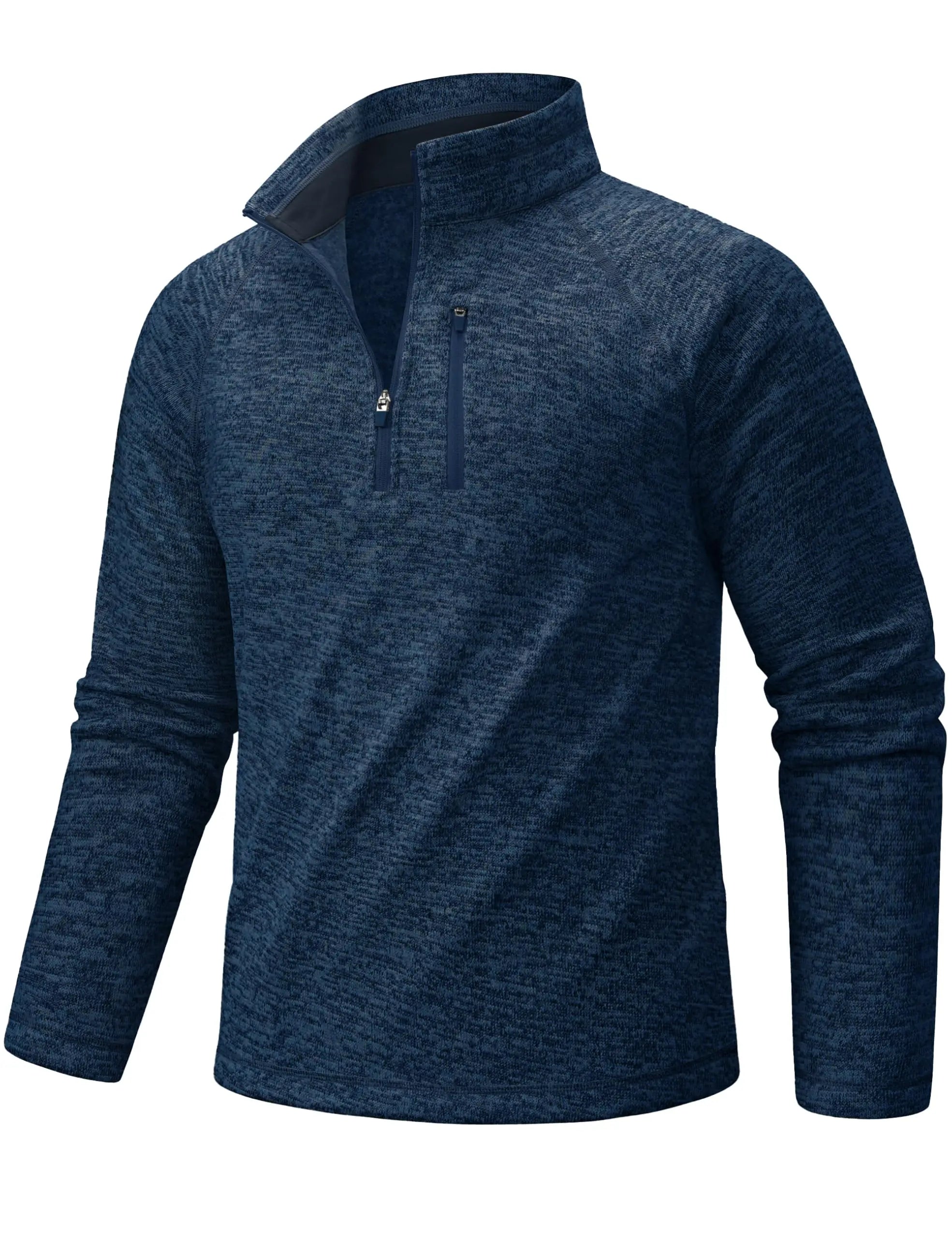TACVASEN Jersey con cremallera de un cuarto para hombre, suéter térmico de lana de manga larga, sudadera de golf informal ligera con bolsillo con cremallera