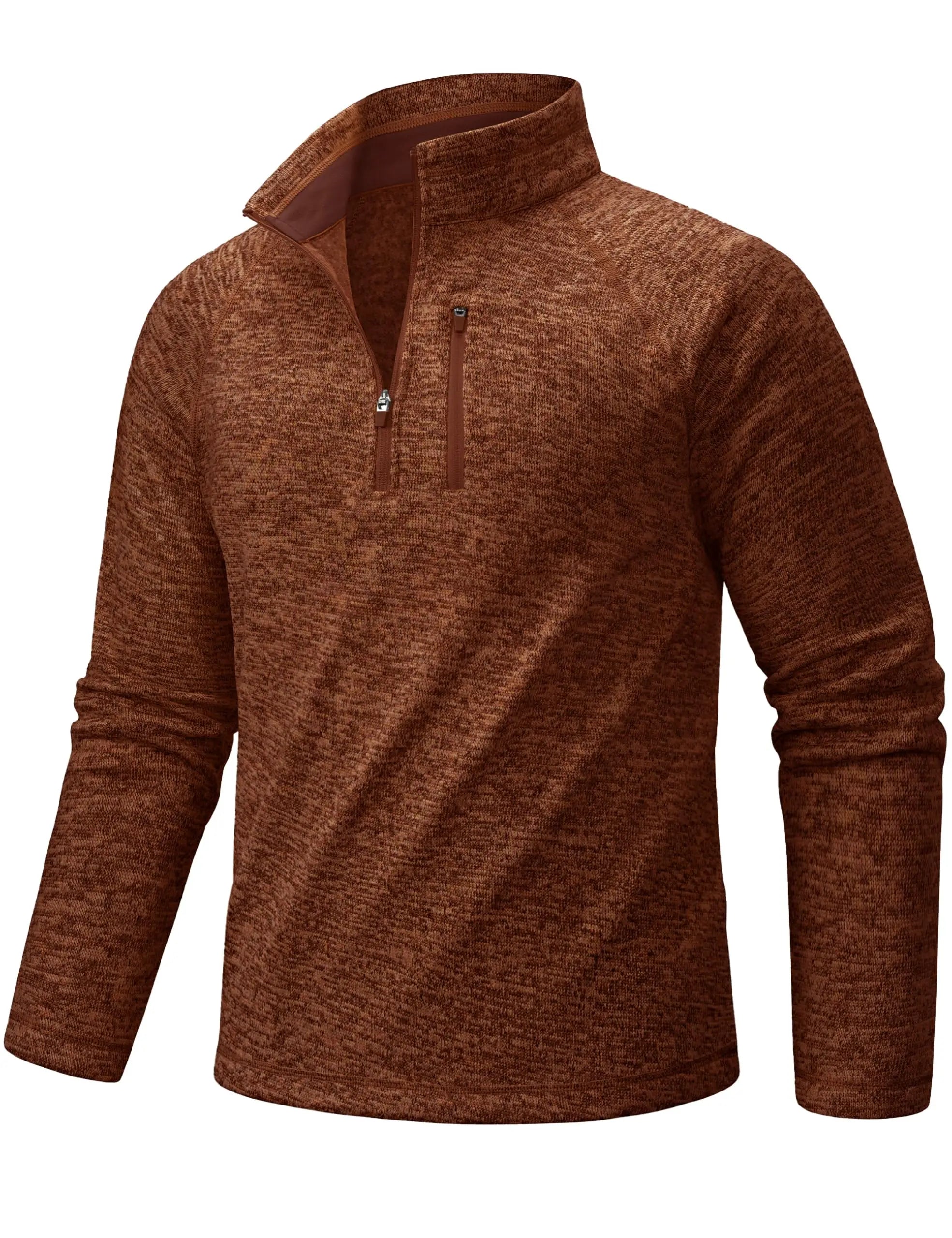 TACVASEN Jersey con cremallera de un cuarto para hombre, suéter térmico de lana de manga larga, sudadera de golf informal ligera con bolsillo con cremallera