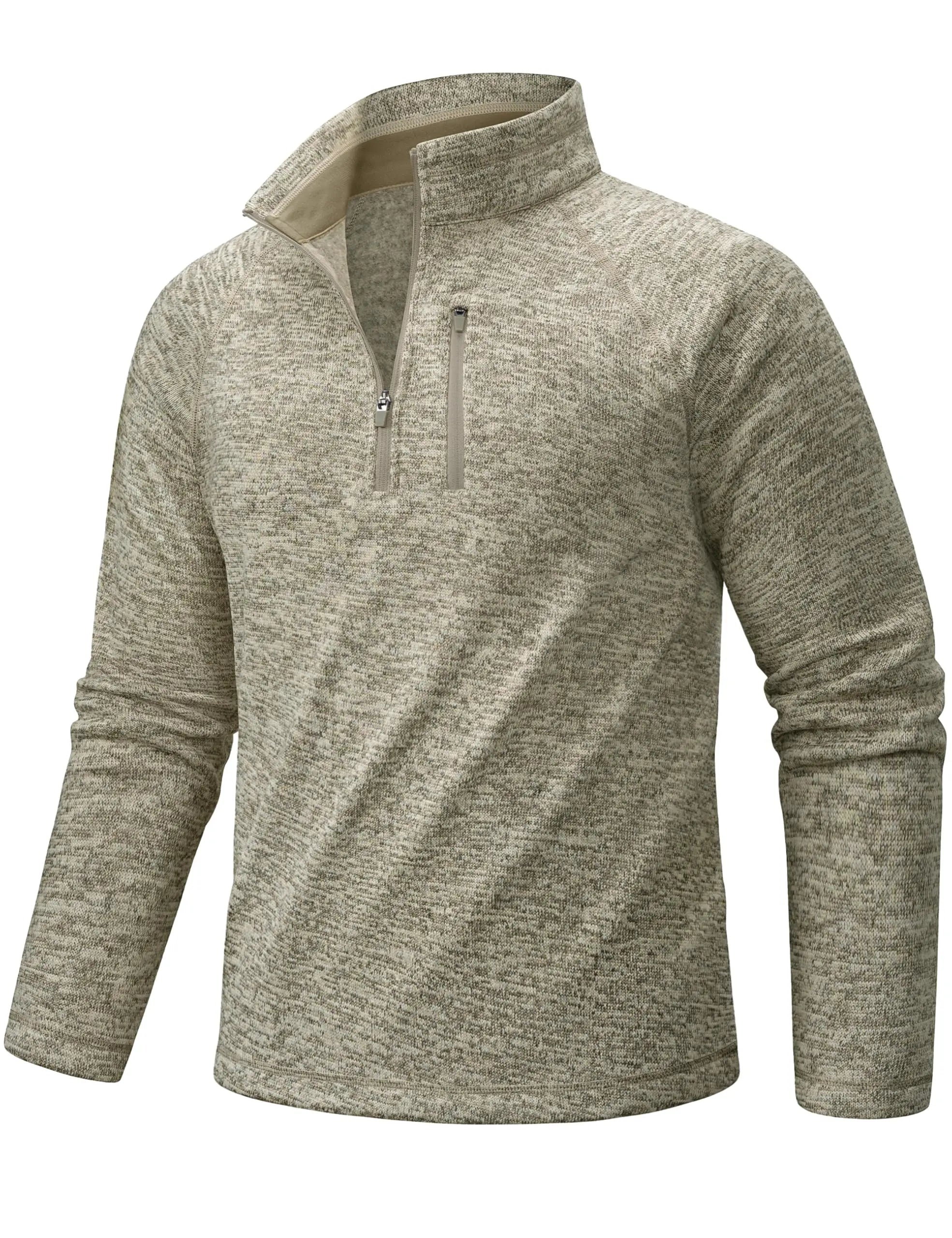 TACVASEN Jersey con cremallera de un cuarto para hombre, suéter térmico de lana de manga larga, sudadera de golf informal ligera con bolsillo con cremallera