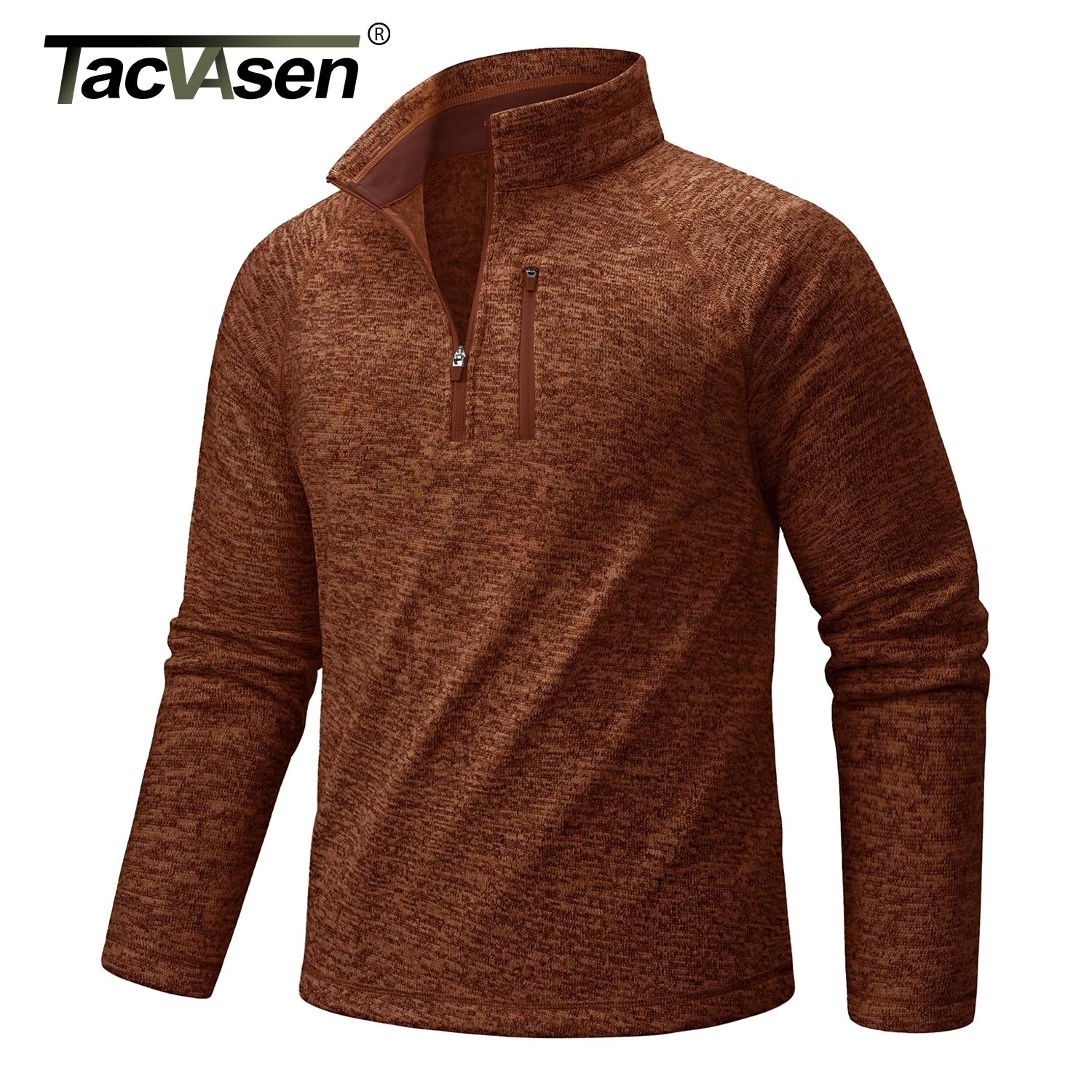 TACVASEN Jersey con cremallera de un cuarto para hombre, suéter térmico de lana de manga larga, sudadera de golf informal ligera con bolsillo con cremallera