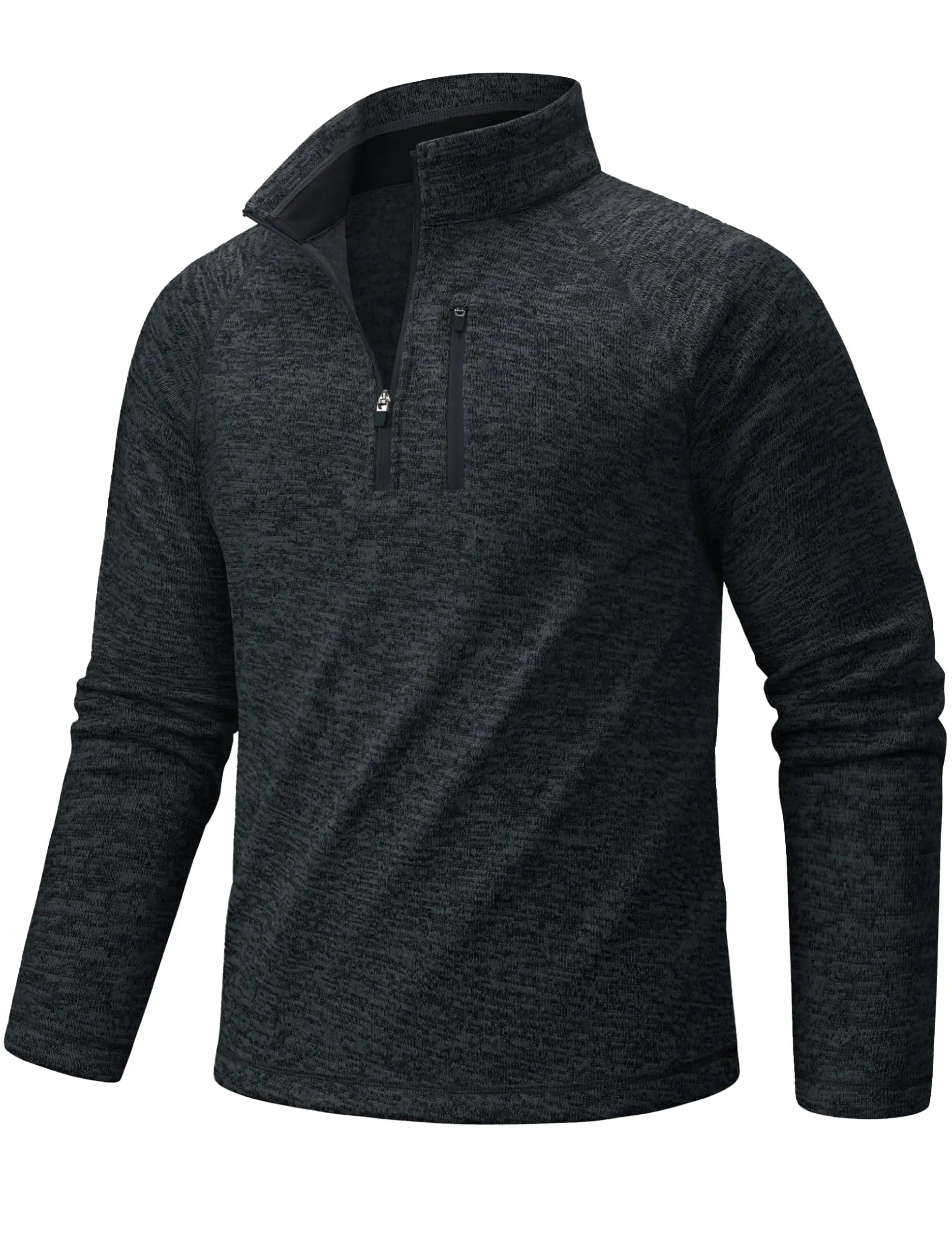 TACVASEN Jersey con cremallera de un cuarto para hombre, suéter térmico de lana de manga larga, sudadera de golf informal ligera con bolsillo con cremallera