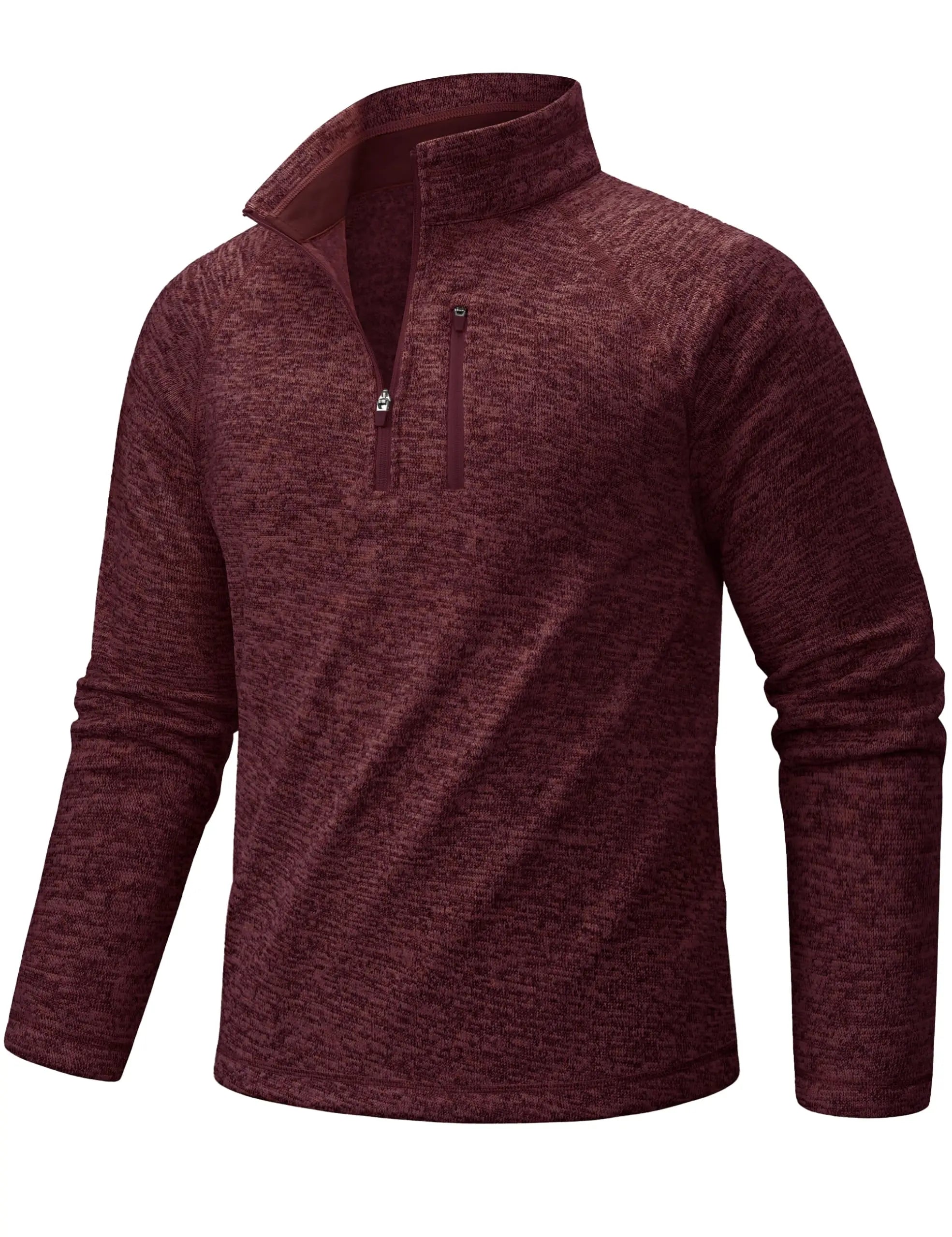 TACVASEN Jersey con cremallera de un cuarto para hombre, suéter térmico de lana de manga larga, sudadera de golf informal ligera con bolsillo con cremallera