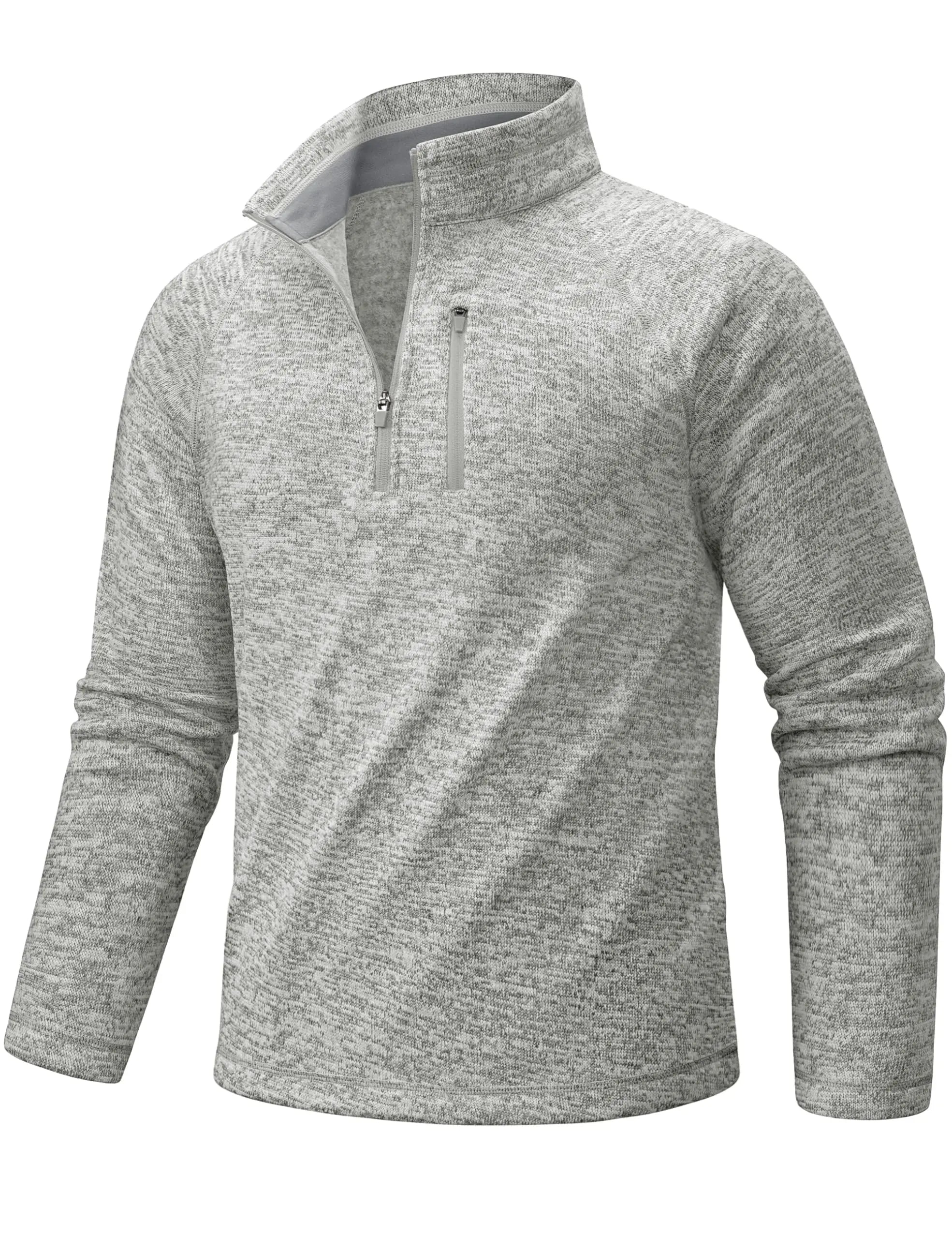 TACVASEN Jersey con cremallera de un cuarto para hombre, suéter térmico de lana de manga larga, sudadera de golf informal ligera con bolsillo con cremallera