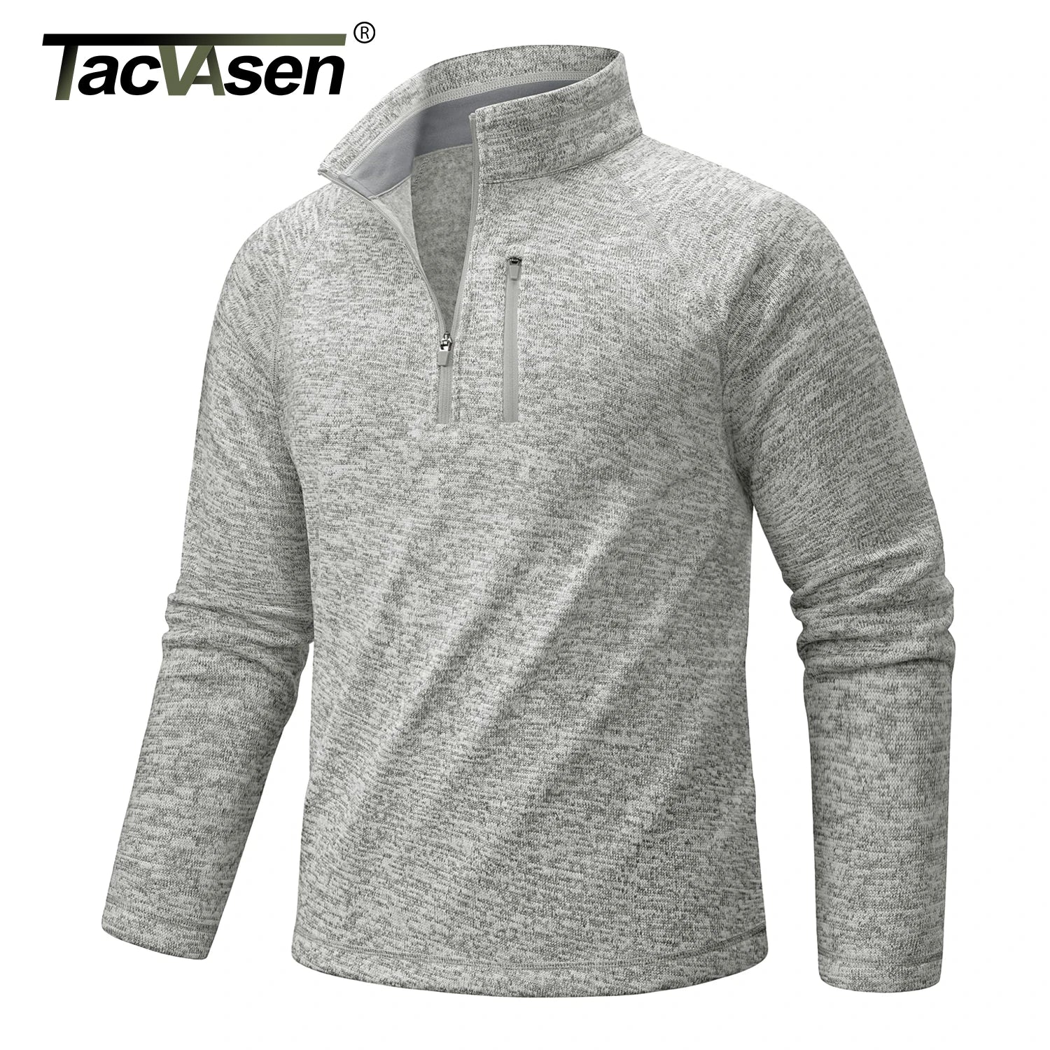 TACVASEN Jersey con cremallera de un cuarto para hombre, suéter térmico de lana de manga larga, sudadera de golf informal ligera con bolsillo con cremallera