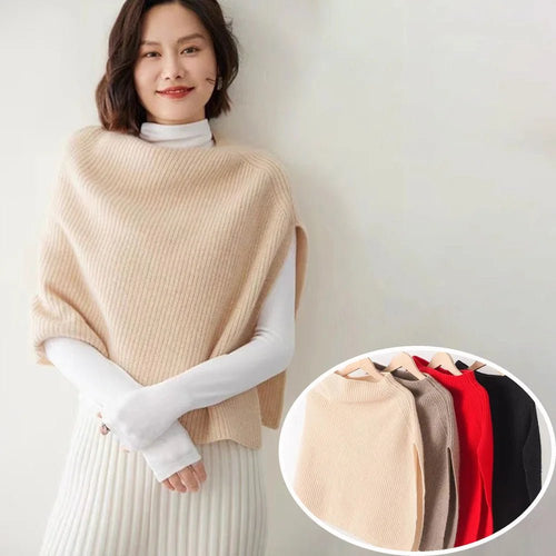 Bufanda de punto para otoño e invierno, chal con abertura cálida, capa de imitación de Cachemira para hombro, Poncho liso y suave para mujer - Edgartyh