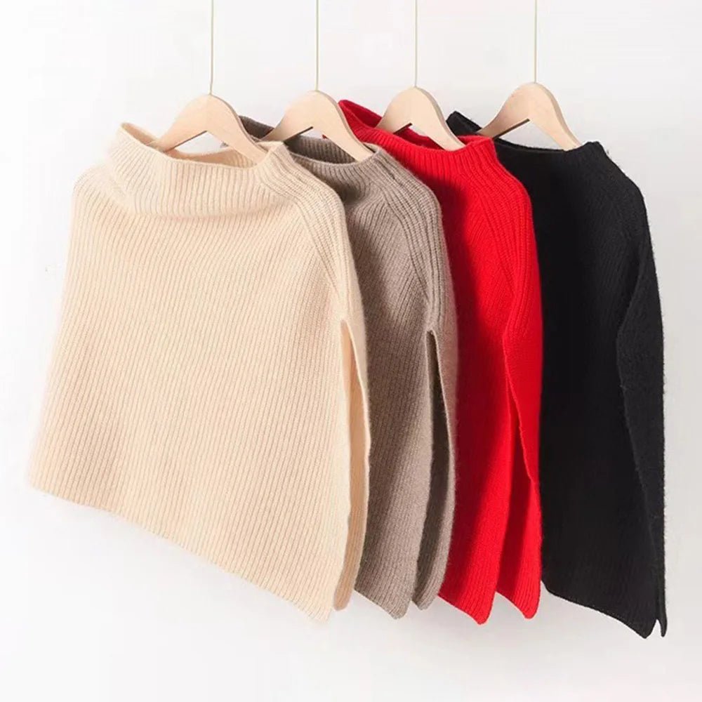 Bufanda de punto para otoño e invierno, chal con abertura cálida, capa de imitación de Cachemira para hombro, Poncho liso y suave para mujer - Edgartyh