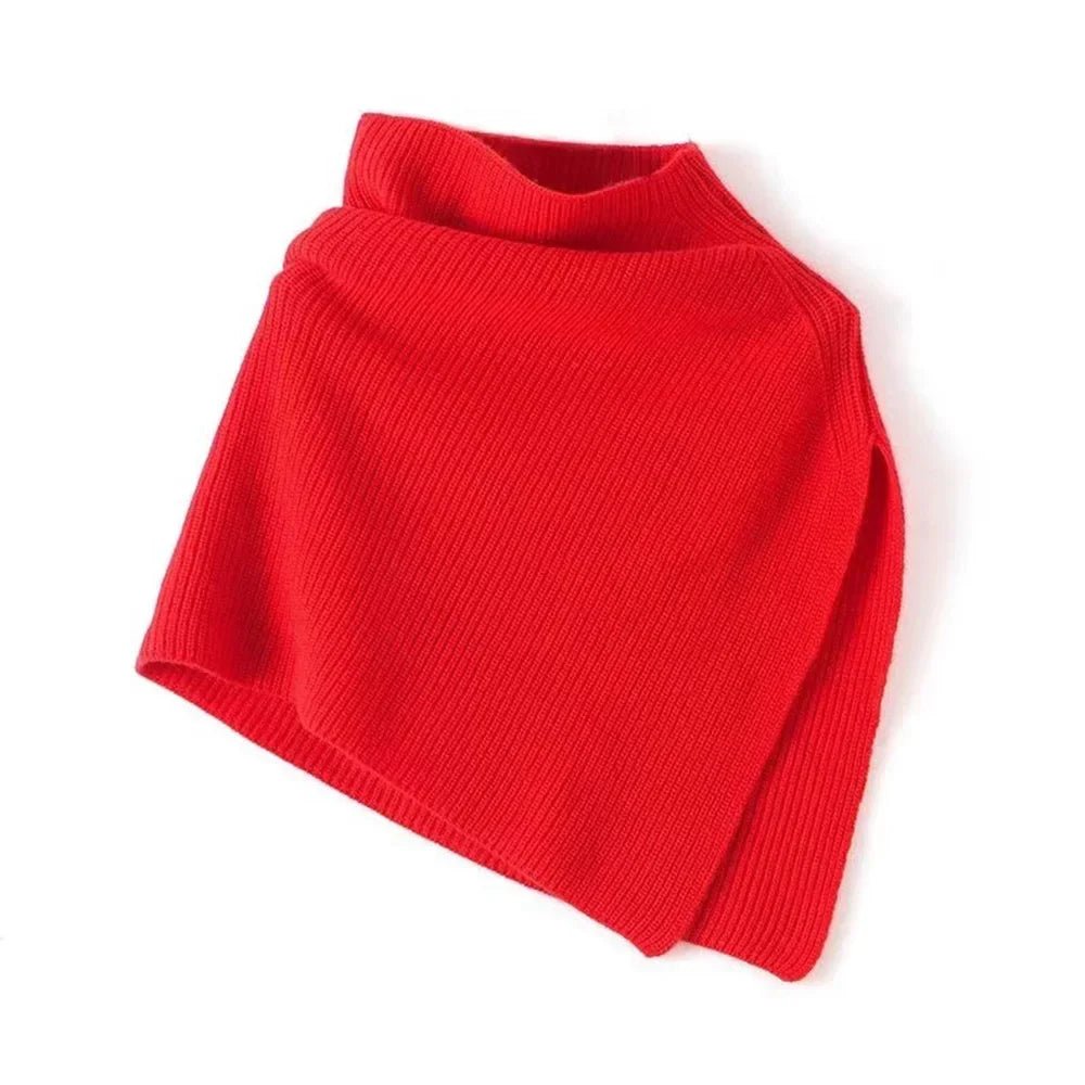 Bufanda de punto para otoño e invierno, chal con abertura cálida, capa de imitación de Cachemira para hombro, Poncho liso y suave para mujer - Edgartyh