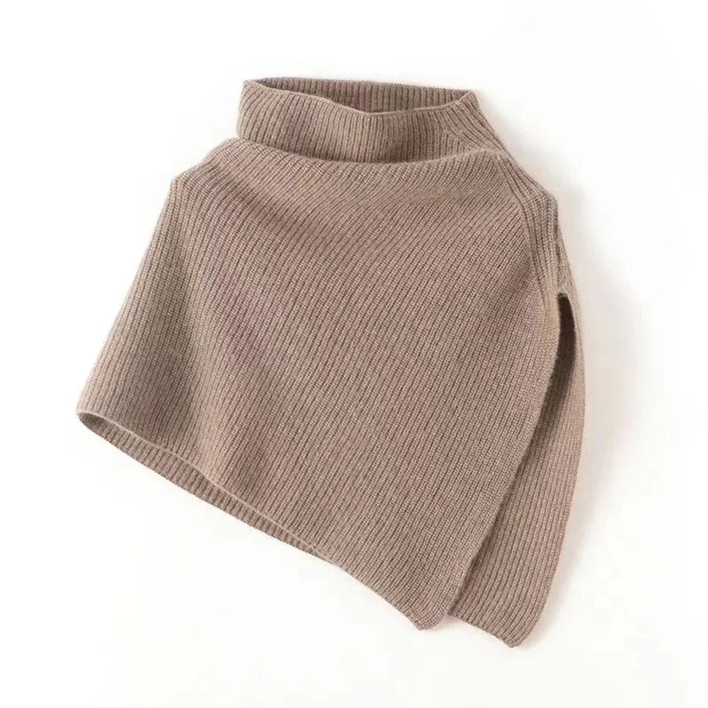Bufanda de punto para otoño e invierno, chal con abertura cálida, capa de imitación de Cachemira para hombro, Poncho liso y suave para mujer - Edgartyh