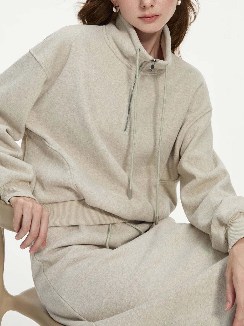 FSLE - Conjunto de sudadera gris gruesa para mujer, ropa de calle con cintura elástica, Falda larga de línea A, + 24FS14492 24FS14491, Invierno - Edgartyh