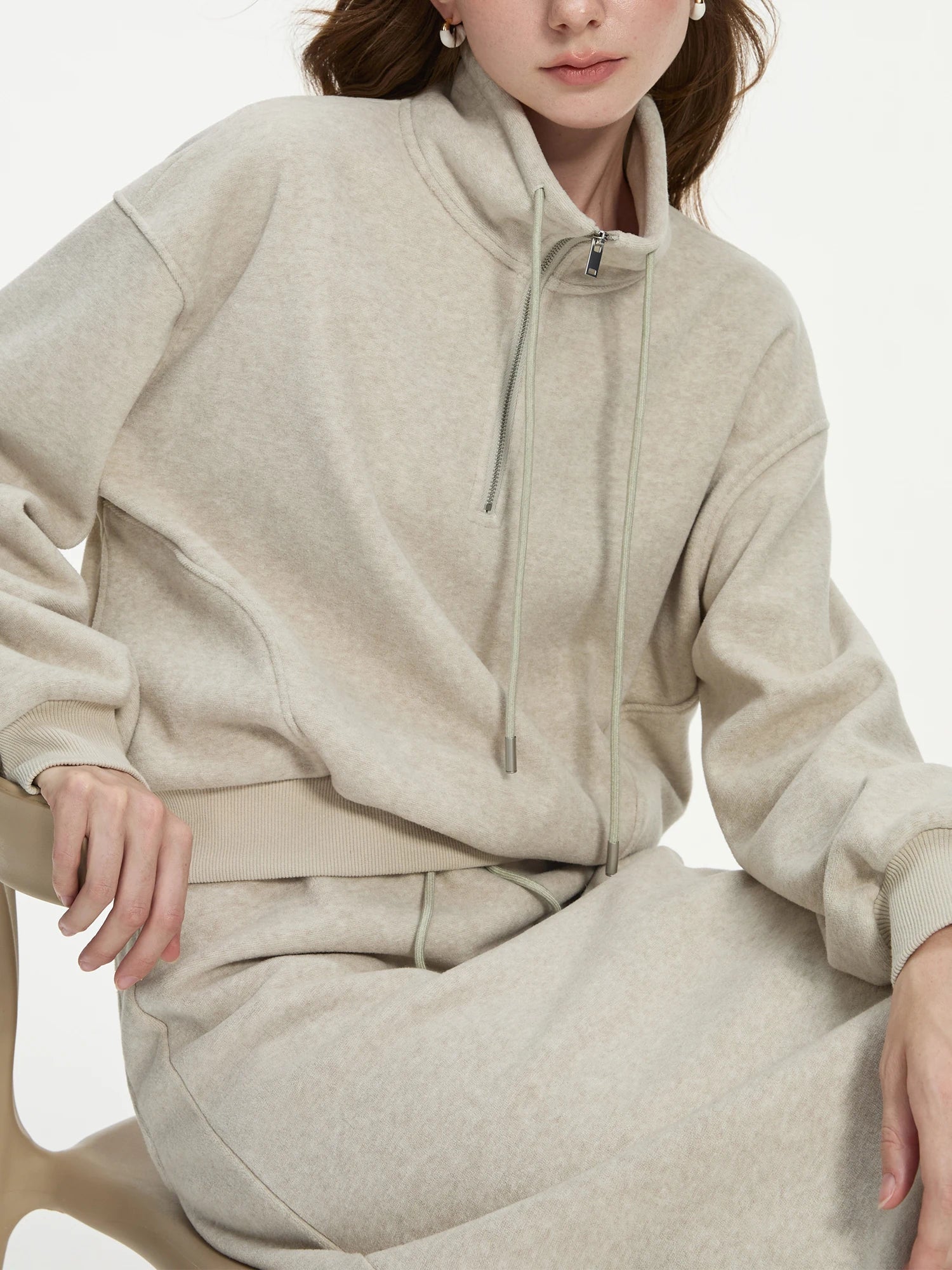 FSLE - Conjunto de sudadera gris gruesa para mujer, ropa de calle con cintura elástica, Falda larga de línea A, + 24FS14492 24FS14491, Invierno - Edgartyh