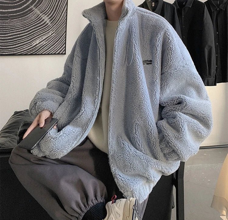 Nueva llegada de invierno 2025 para hombre, chaqueta cálida de lana de cordero, sudadera peluda gruesa, abrigo informal de moda de gran tamaño para uso diario - Edgartyh