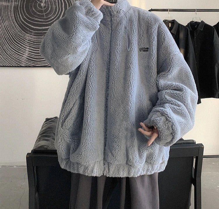 Nueva llegada de invierno 2025 para hombre, chaqueta cálida de lana de cordero, sudadera peluda gruesa, abrigo informal de moda de gran tamaño para uso diario - Edgartyh