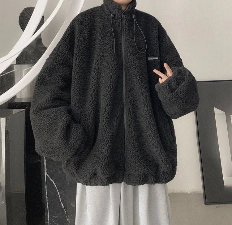 Nueva llegada de invierno 2025 para hombre, chaqueta cálida de lana de cordero, sudadera peluda gruesa, abrigo informal de moda de gran tamaño para uso diario - Edgartyh