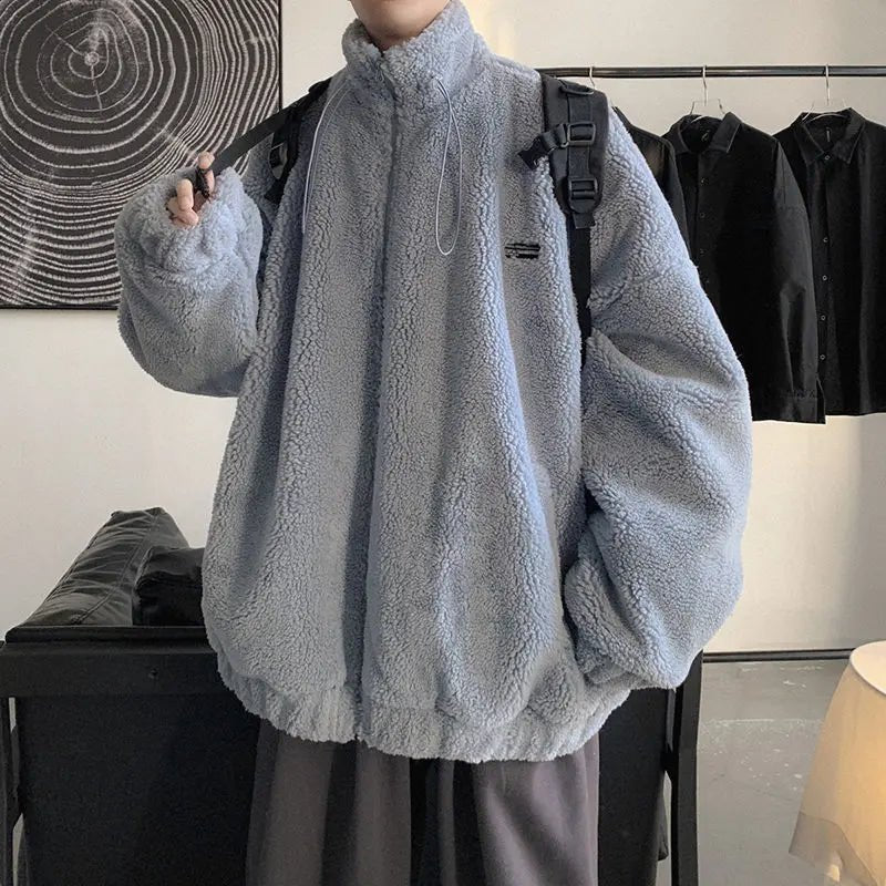 Nueva llegada de invierno 2025 para hombre, chaqueta cálida de lana de cordero, sudadera peluda gruesa, abrigo informal de moda de gran tamaño para uso diario - Edgartyh
