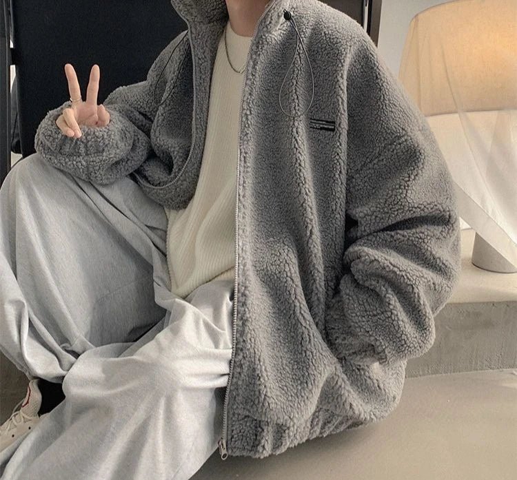 Nueva llegada de invierno 2025 para hombre, chaqueta cálida de lana de cordero, sudadera peluda gruesa, abrigo informal de moda de gran tamaño para uso diario - Edgartyh
