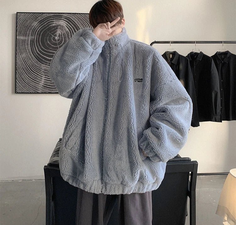 Nueva llegada de invierno 2025 para hombre, chaqueta cálida de lana de cordero, sudadera peluda gruesa, abrigo informal de moda de gran tamaño para uso diario - Edgartyh