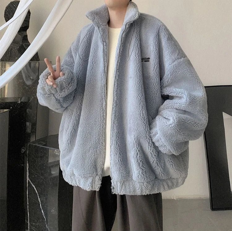 Nueva llegada de invierno 2025 para hombre, chaqueta cálida de lana de cordero, sudadera peluda gruesa, abrigo informal de moda de gran tamaño para uso diario - Edgartyh