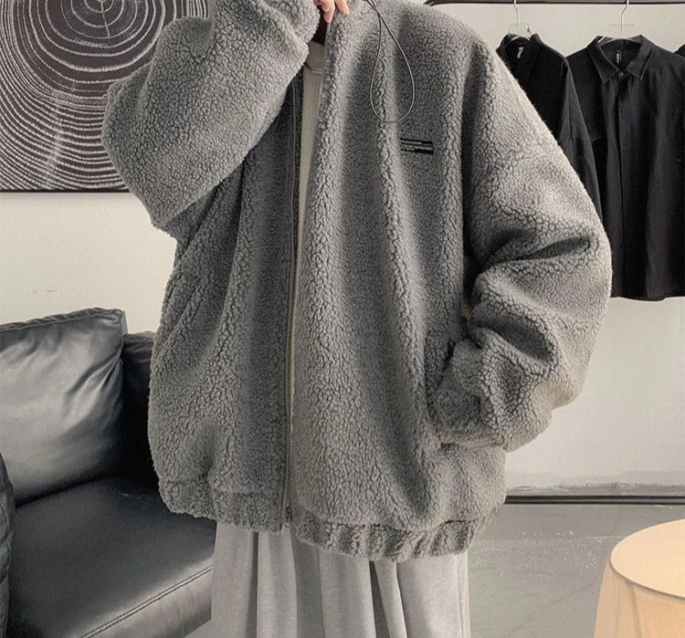 Nueva llegada de invierno 2025 para hombre, chaqueta cálida de lana de cordero, sudadera peluda gruesa, abrigo informal de moda de gran tamaño para uso diario - Edgartyh