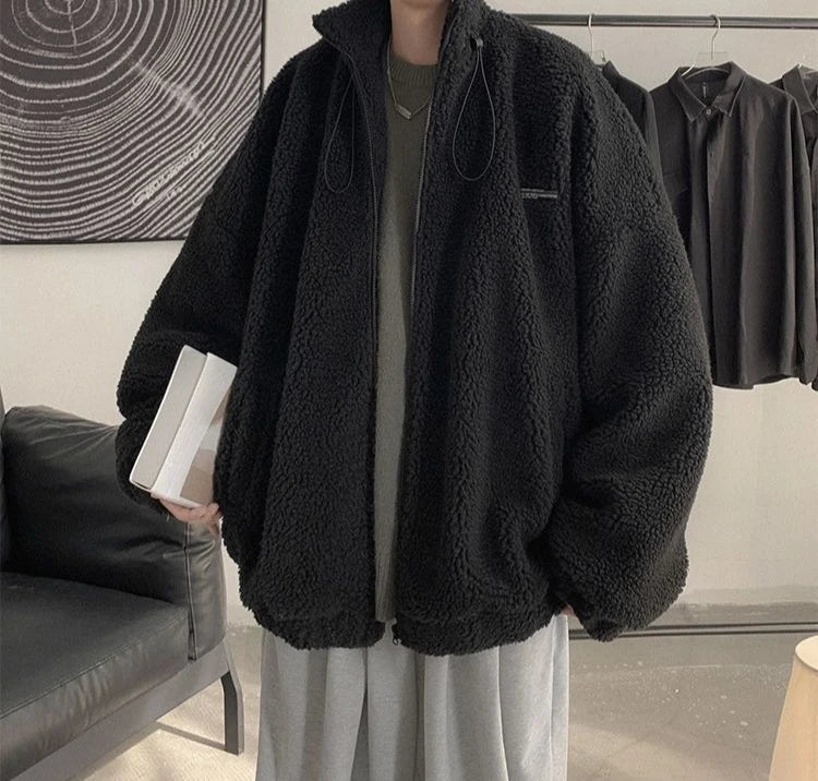 Nueva llegada de invierno 2025 para hombre, chaqueta cálida de lana de cordero, sudadera peluda gruesa, abrigo informal de moda de gran tamaño para uso diario - Edgartyh