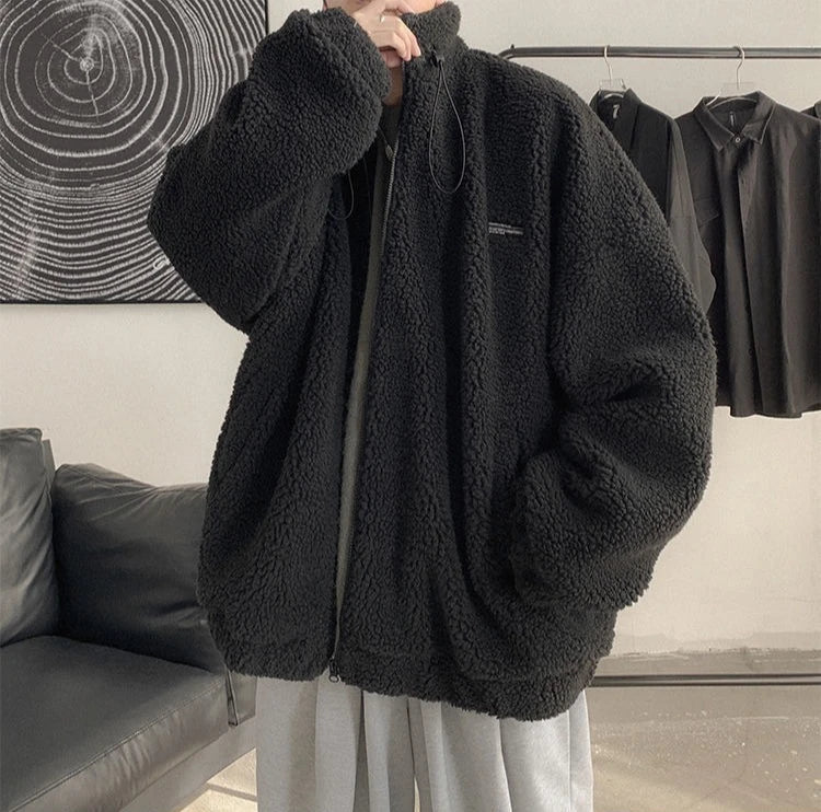 Nueva llegada de invierno 2025 para hombre, chaqueta cálida de lana de cordero, sudadera peluda gruesa, abrigo informal de moda de gran tamaño para uso diario - Edgartyh