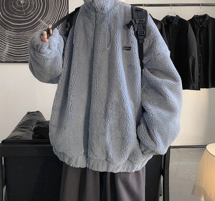 Nueva llegada de invierno 2025 para hombre, chaqueta cálida de lana de cordero, sudadera peluda gruesa, abrigo informal de moda de gran tamaño para uso diario - Edgartyh