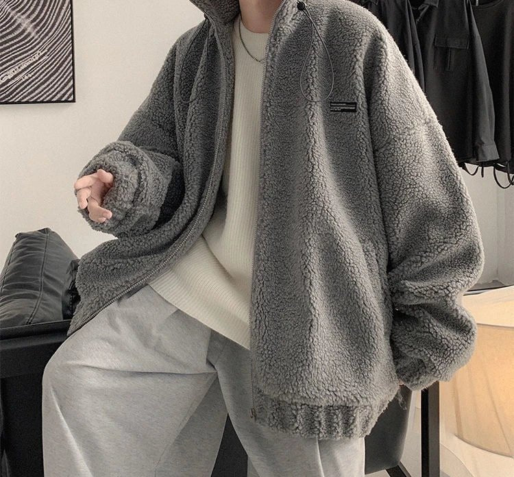 Nueva llegada de invierno 2025 para hombre, chaqueta cálida de lana de cordero, sudadera peluda gruesa, abrigo informal de moda de gran tamaño para uso diario - Edgartyh