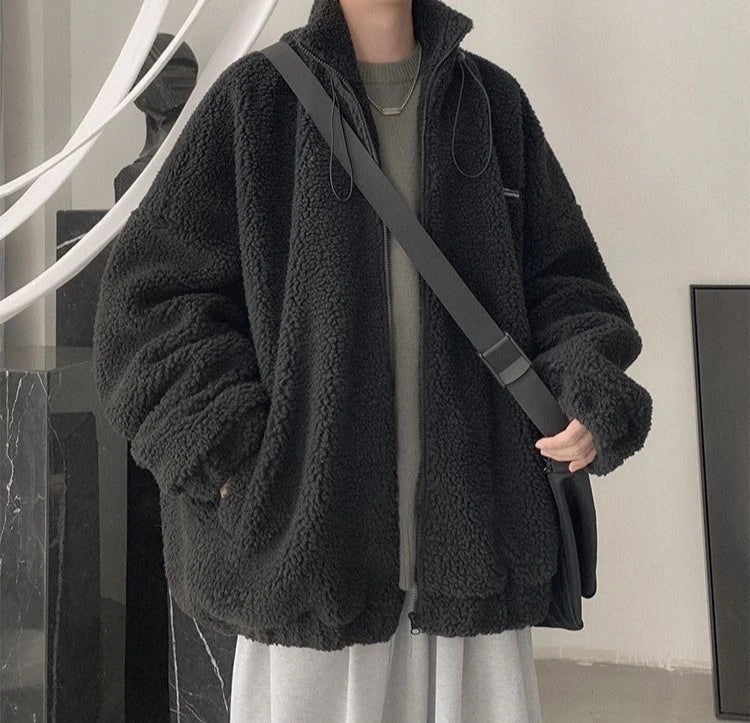 Nueva llegada de invierno 2025 para hombre, chaqueta cálida de lana de cordero, sudadera peluda gruesa, abrigo informal de moda de gran tamaño para uso diario - Edgartyh