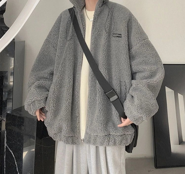 Nueva llegada de invierno 2025 para hombre, chaqueta cálida de lana de cordero, sudadera peluda gruesa, abrigo informal de moda de gran tamaño para uso diario - Edgartyh