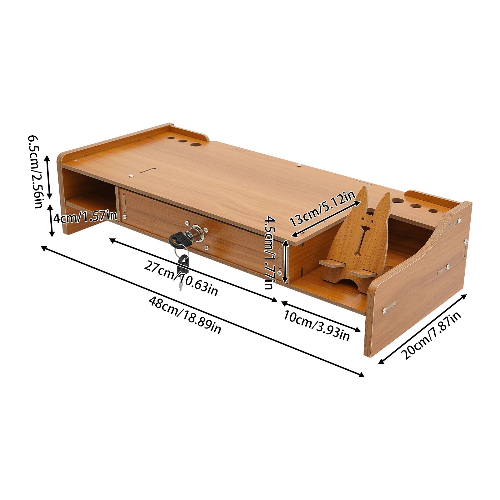 Organizador de escritorio de madera con cajón, almacenamiento de archivos, soporte elevador para Monitor de escritorio, soporte para ordenador - Edgartyh
