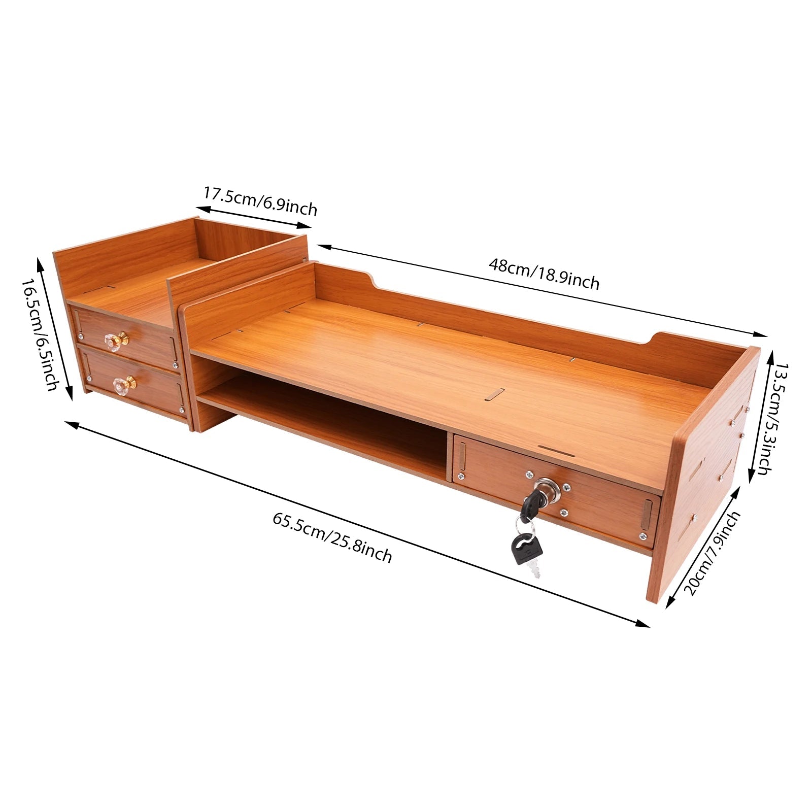 Organizador de escritorio de madera con cajón, almacenamiento de archivos, soporte elevador para Monitor de escritorio, soporte para ordenador - Edgartyh