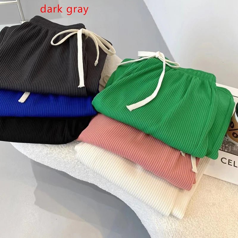 Pantalones largos de punto con cordón para mujer, pantalón de pierna ancha, cintura alta elástica, 6 colores, 1 piezas - Edgartyh