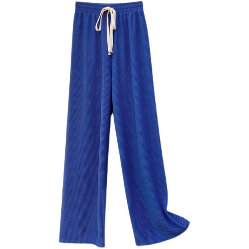 Pantalones largos de punto con cordón para mujer, pantalón de pierna ancha, cintura alta elástica, 6 colores, 1 piezas - Edgartyh