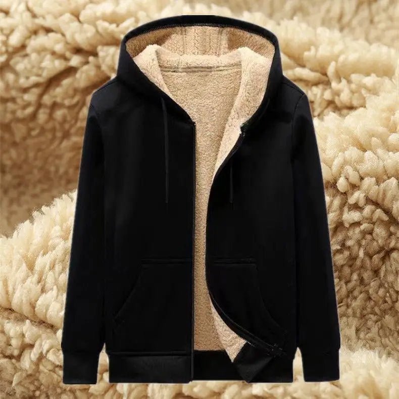 Sudadera con capucha y cremallera para hombre, suéter cálido de lana, Color sólido, invierno, novedad de 2024 - Edgartyh