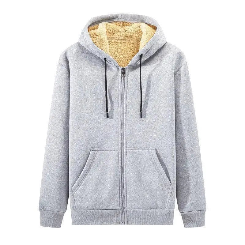 Sudadera con capucha y cremallera para hombre, suéter cálido de lana, Color sólido, invierno, novedad de 2024 - Edgartyh