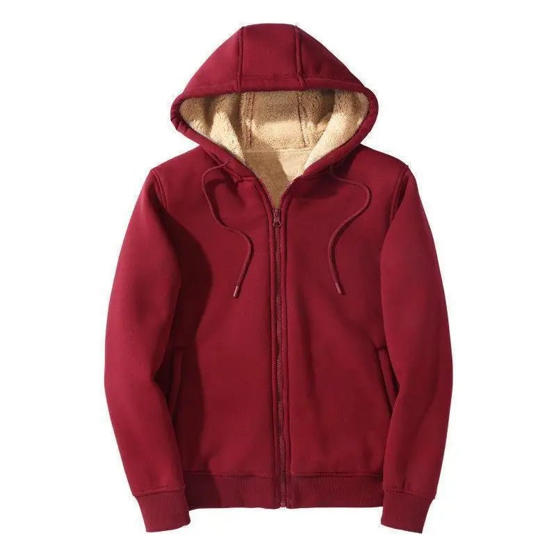 Sudadera con capucha y cremallera para hombre, suéter cálido de lana, Color sólido, invierno, novedad de 2024 - Edgartyh