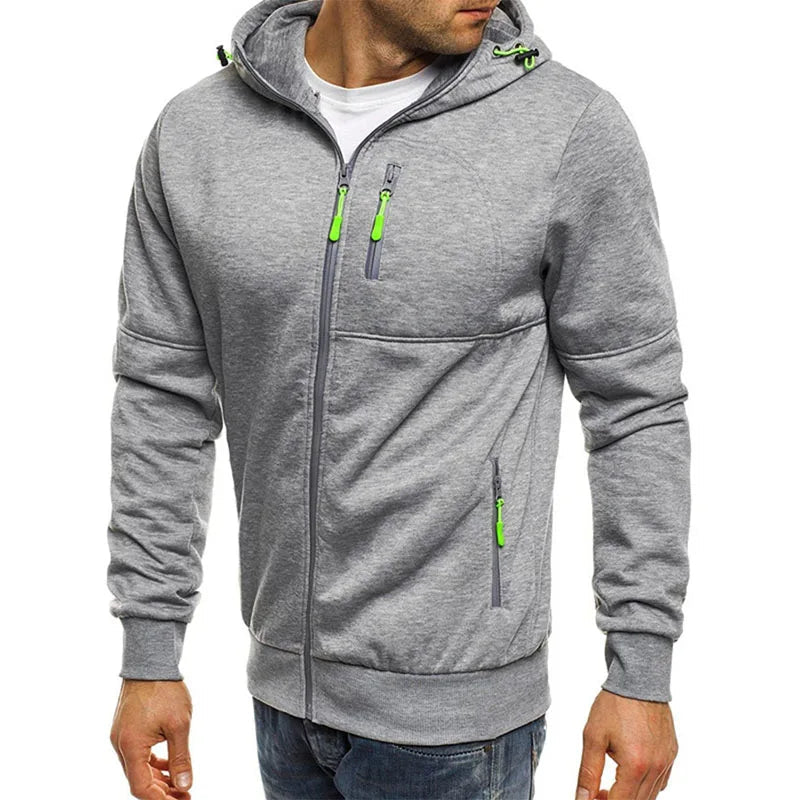 Sudaderas con capucha para hombre, sudaderas informales con cremallera sólida para primavera y otoño, chándal con capucha de manga larga, abrigo con capucha de M - 4XL para hombre - Edgartyh