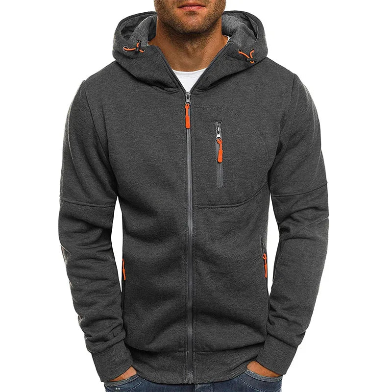 Sudaderas con capucha para hombre, sudaderas informales con cremallera sólida para primavera y otoño, chándal con capucha de manga larga, abrigo con capucha de M - 4XL para hombre - Edgartyh