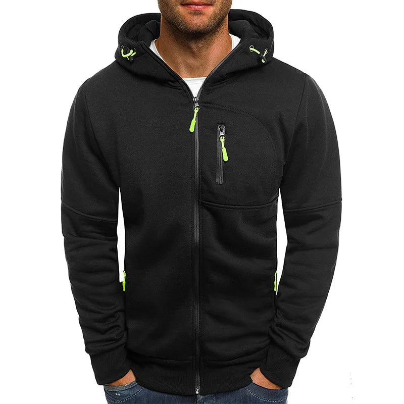 Sudaderas con capucha para hombre, sudaderas informales con cremallera sólida para primavera y otoño, chándal con capucha de manga larga, abrigo con capucha de M - 4XL para hombre - Edgartyh