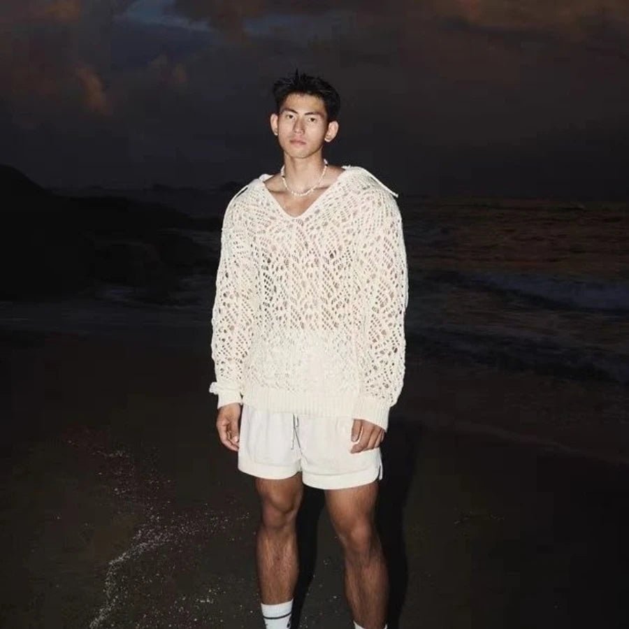 Suéter de punto calado para hombre, Sudadera con capucha Sexy, ropa de calle, Tops de manga larga, abrigo para primavera y otoño, ropa para hombre, nueva moda - Edgartyh