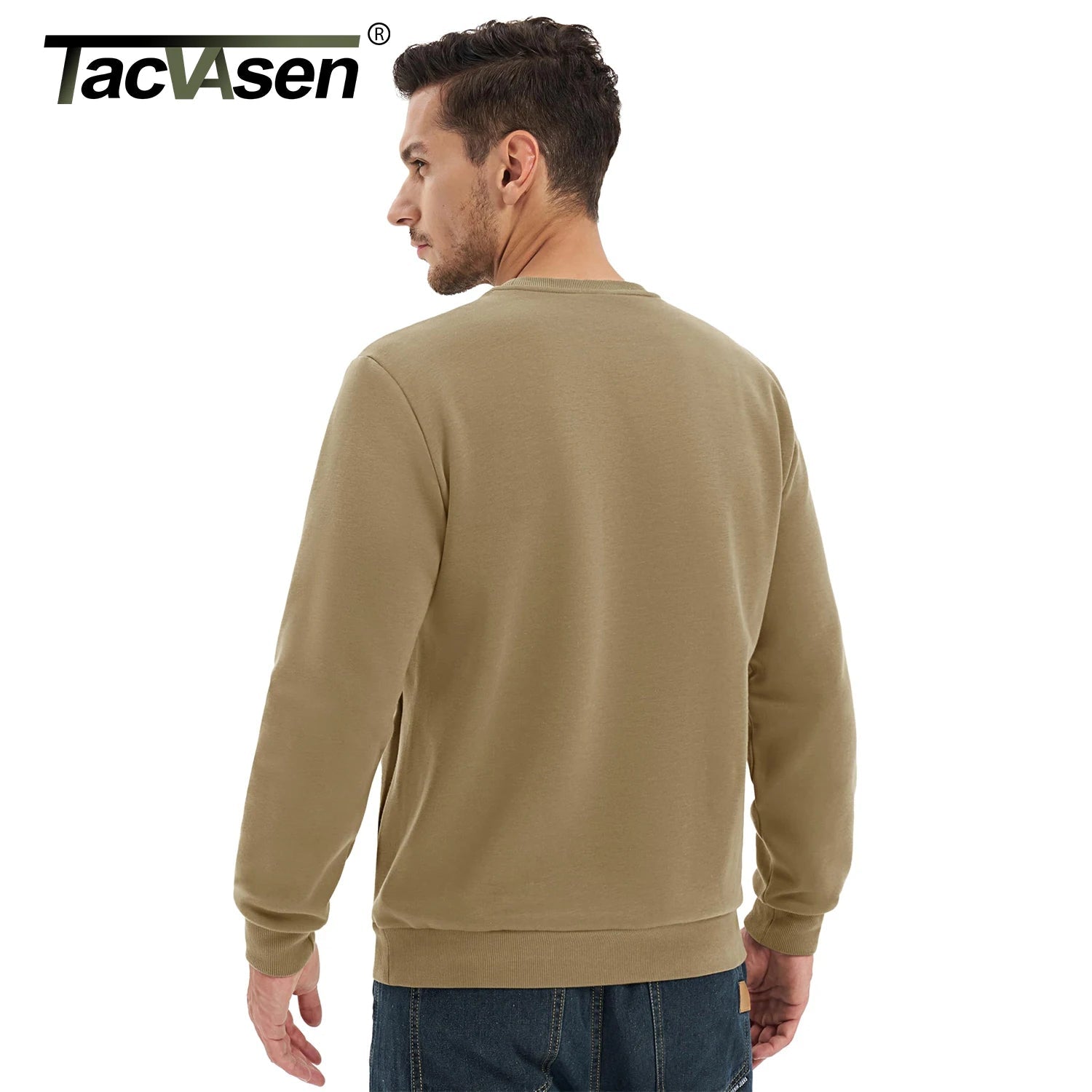 TACVASEN Sudadera de invierno de lana con cuello redondo para hombre, jersey informal cálido de peso medio de manga larga, sudadera deportiva con bolsillo, Tops básicos - Edgartyh