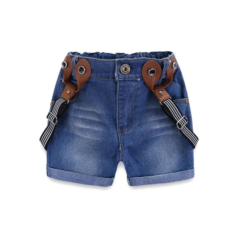 Venta caliente, conjunto de ropa para niños pequeños para niño, traje informal con tirantes, camisa + Pantalones cortos, ropa para niños, conjunto de traje para niños al por menor 1 - 6T - Edgartyh