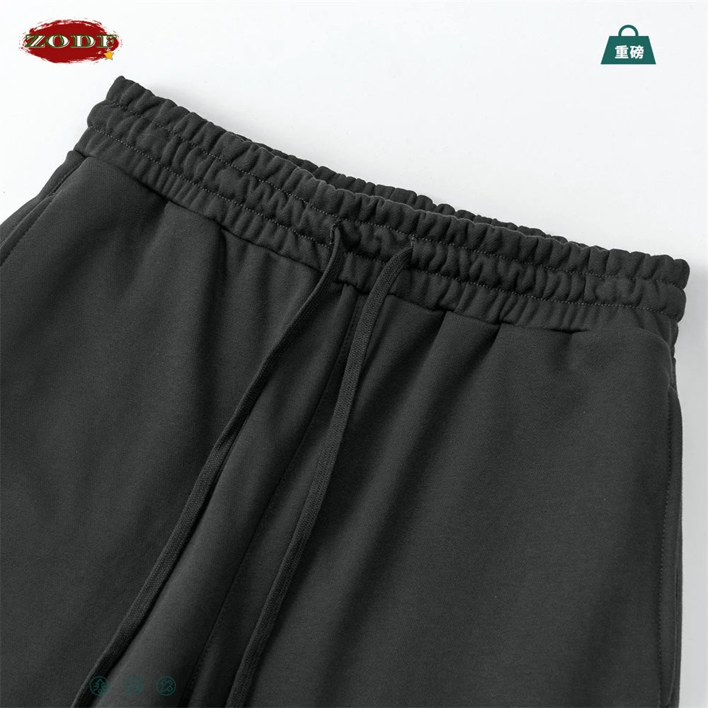 ZODF - Pantalones rectos sólidos para hombre, ropa de chándal holgada básica de rizo, 360gsm, HY0950, otoño - Edgartyh