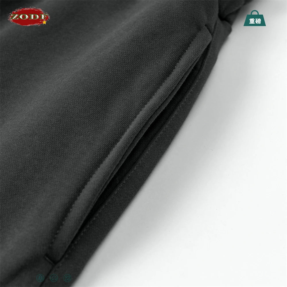 ZODF - Pantalones rectos sólidos para hombre, ropa de chándal holgada básica de rizo, 360gsm, HY0950, otoño - Edgartyh