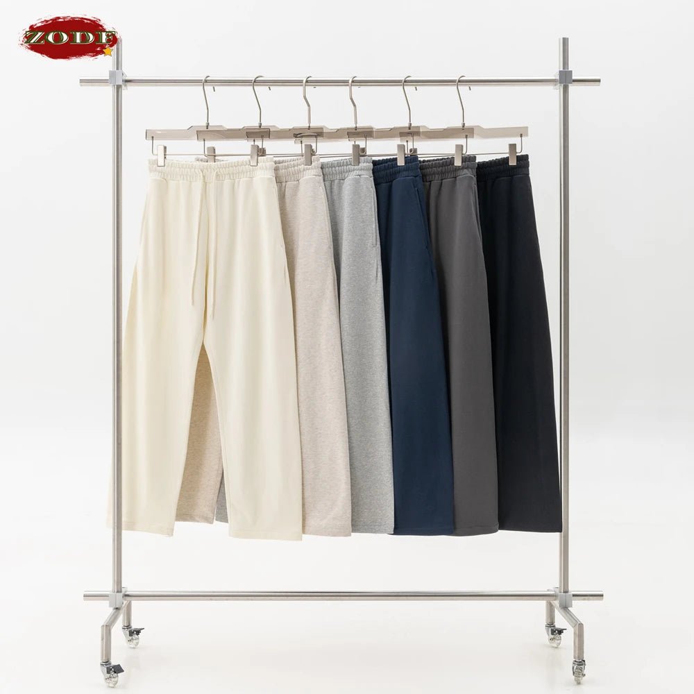 ZODF - Pantalones rectos sólidos para hombre, ropa de chándal holgada básica de rizo, 360gsm, HY0950, otoño - Edgartyh